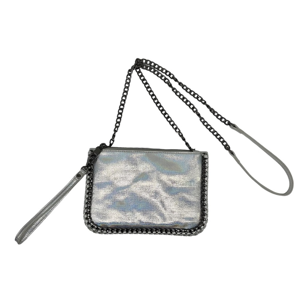MMS Design Studio Hallie Crossbody Bag Black Pewter Silver Hologram